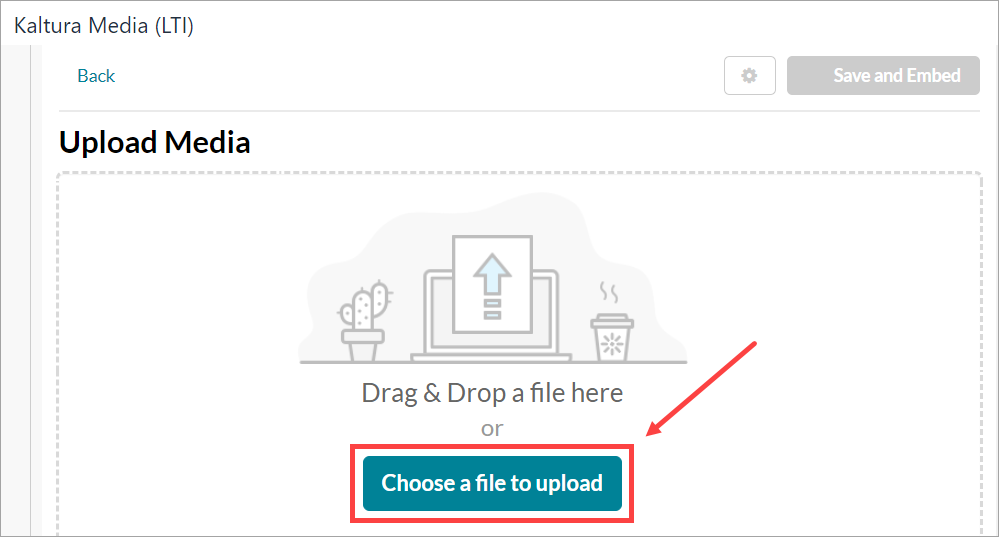 Arrow pointing to Choose a file to upload option.