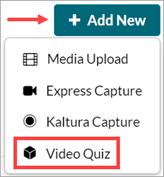 Video Quiz selected from Add New menu.