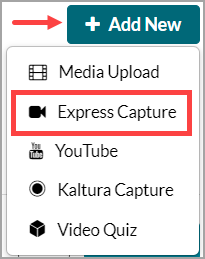 Express Capture selected from the Add New menu.
