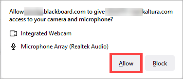 Allow option selected on permissions page.