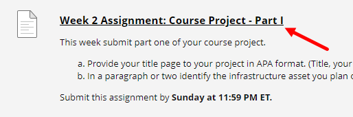 Assignment link within a week in a ulearn course 