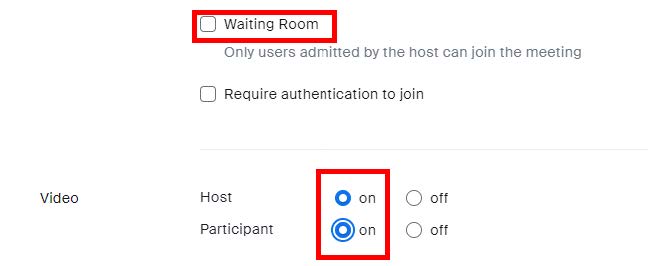 Additional Zoom meetings settings described in this step.