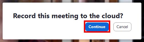 Zoom meeting record button.